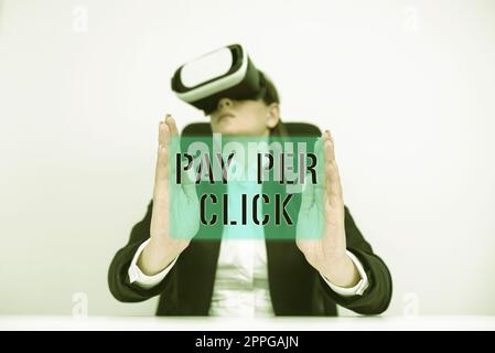 Inspiration zeigt Zeichen Pay per Click. Geschäftsansatz Internet-Werbemodell Suchmaschinen-Marketing-Strategie Stockfoto