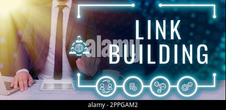 Handschrift Text Link Building. Überblick über das Unternehmen SEO Term Exchange Links Akquise Hyperlinks indiziert Stockfoto