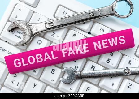 Textunterschrift mit Darstellung des Zielmarketings. Business Overview False information Journalismus lügt Desinformation Hoax Stockfoto