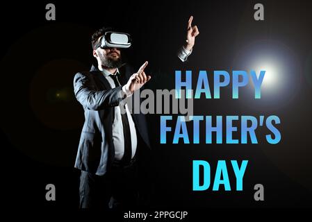 Handgeschriebene Texte Happy Father's Day. Geschäftskonzept Zeit des Jahres, um Väter auf der ganzen Welt zu feiern Stockfoto