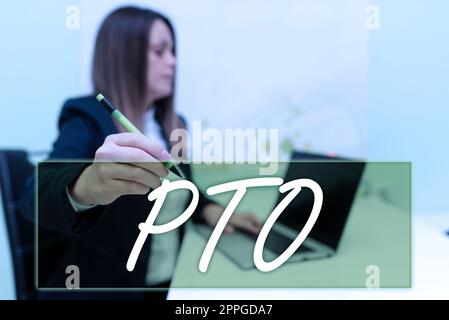 Handschrift Text PTO. Konzept bedeutet, dass der Arbeitgeber eine Entschädigung für den Urlaub gewährt Stockfoto
