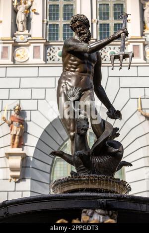 Neptunbrunnen in der Long Market Street in Danzig. Polen Stockfoto