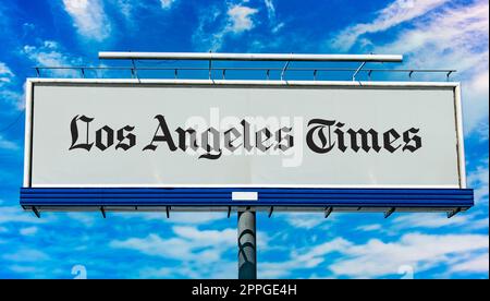 Werbetafel mit Logo der Los Angeles Times Stockfoto