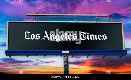 Werbetafel mit Logo der Los Angeles Times Stockfoto