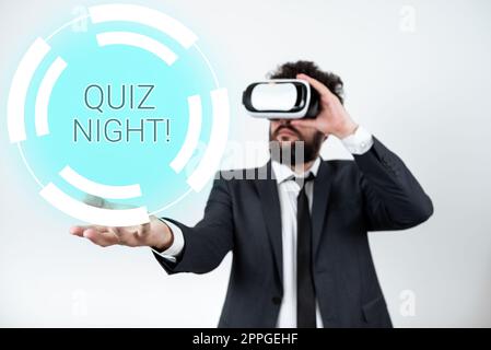 Konzeptionelle Bildunterschrift Quiz-Nacht. Business Idea Evening Test Wissenswettbewerb zwischen Einzelpersonen Stockfoto