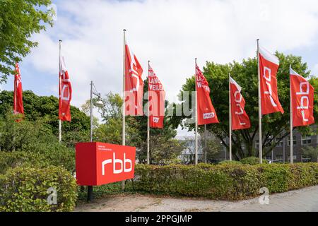 Das Gebäude des RBB, Rundfunk Berlin Brandenburg Berlin Deutschland. Das Gebauede des rbb, Rundfunk Berlin Brandenburg, Rundfunk Berlin-Brandenburg (RBB) in der Masurenallee in Berlin-Charlottenburg. Stockfoto