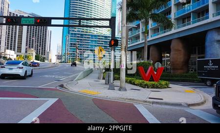 Skyline-Stadtbild in der Nähe der Brickell Avenue Stockfoto