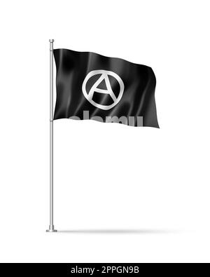 Anarchie Flagge isoliert auf weiß Stockfoto