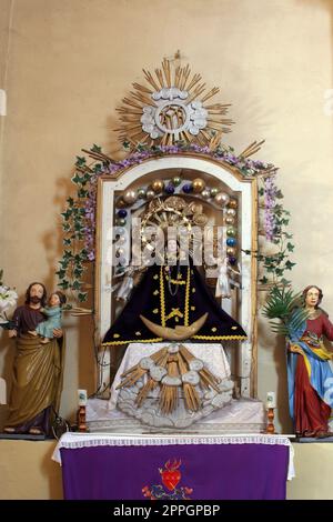 Altar der Muttergottes von Mähren in der Pfarrkirche St. Margarete in Dubrava, Kroatien Stockfoto
