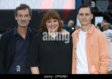 Joerg Hartmann, Stefanie Reinsperger, Rick Okon, 10 Jahre Tatort Dortmund, Dortmund, Heinz-Nixdorf-Straße, 27.08.2022 Stockfoto