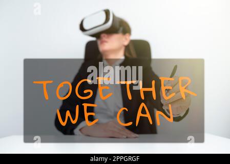 Inspiration, das Schild „We Canunity Can“ zu zeigen, macht alles möglich eine mächtige Gruppe. Business Ideas Unity kann alles möglich machen eine mächtige Gruppe Stockfoto