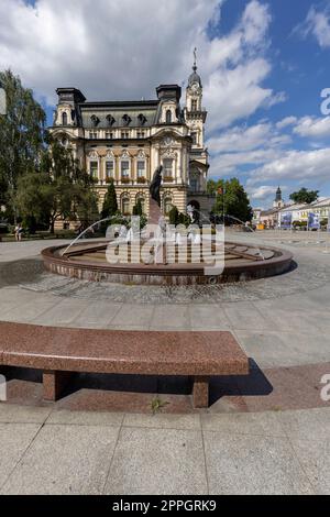 Blick auf das Rathaus am Marktplatz, Nowy Sacz, Polen Stockfoto