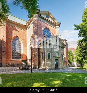 Eingang der Kirche Saint Clare, Klara-Kirche, Schwedisch: Klara kyrka, in Klara, Norrmalm, Stockholm, Schweden Stockfoto