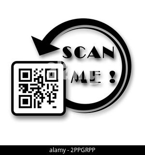 QR-Code – Symbol „Scan me“ für Zahlung – Textübertragung mit Taste „Scan me“ Stockfoto