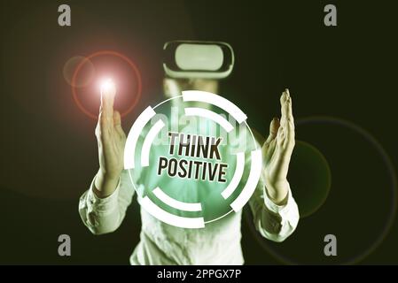 Inspiration zeigt Zeichen positives Denken Neigung zu positiver oder optimistischer Einstellung. Konzeptfoto Tendenz zu positiver oder optimistischer Einstellung Stockfoto