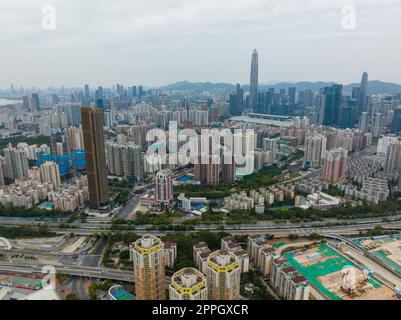 Shenzhen, China, 05. Februar 2022: Draufsicht auf shenzhen futian Stockfoto