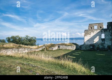 Schloss Visingsborg in Schweden auf der Insel Visingsoe im Vaetterm-See. Ruiniert Stockfoto