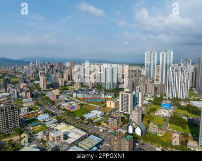 Lin Kou, Taiwan, 12. Juli 2022: Draufsicht auf die Stadt Lin Kou Stockfoto