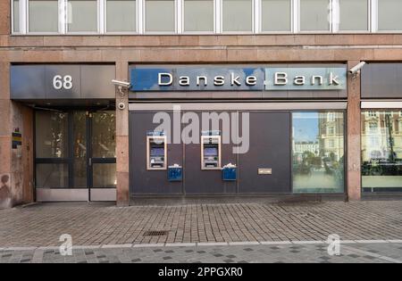 Geldautomaten außerhalb der Danske Bank in Kopenhagen, Dänemark Stockfoto