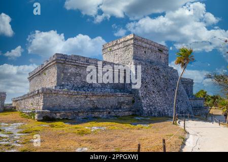 Das Schloss, Maya-Ruinen in Tulum, Riviera Maya, Yucatan, Karibik, Mexiko Stockfoto