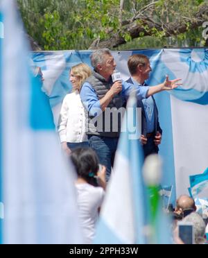 Mendoza, Argentinien. 2019-10-05 - Argentinische Präsident Mauricio Macri spricht die Masse an ein Ereignis während seiner Kampagne Rallye zur Wiederwahl. Stockfoto