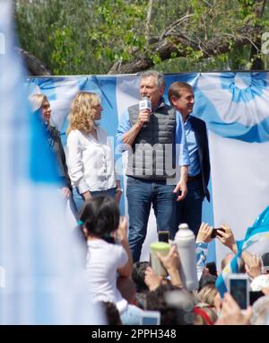 Mendoza, Argentinien. 2019-10-05 - Argentinische Präsident Mauricio Macri spricht die Masse an ein Ereignis während seiner Kampagne Rallye zur Wiederwahl. Stockfoto
