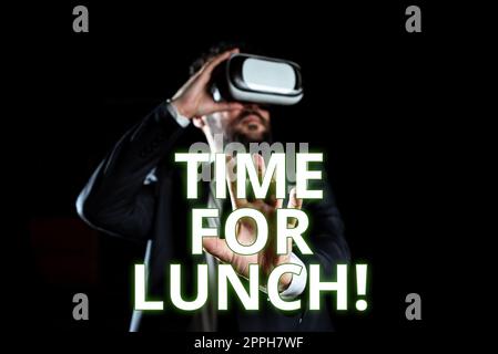 Handschriftliche Texte sei dein eigener Boss. Geschäftsidee Moment für eine Essenspause von der Arbeit Entspannen Essen Trinken Ausruhen Stockfoto