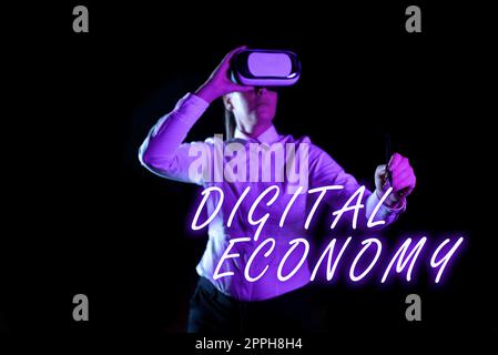 Text mit Inspiration Digitale Wirtschaft weltweites Netz wirtschaftlicher Aktivitäten und Technologien. Unternehmen präsentieren weltweites Netzwerk wirtschaftlicher Aktivitäten und Technologien Stockfoto