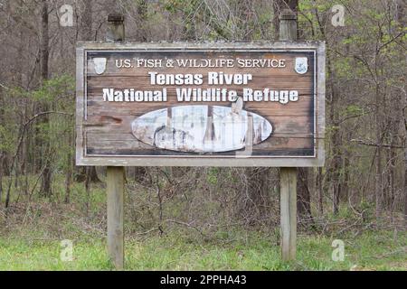 Tensas River National Wildlife Refuge Schild Stockfoto