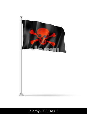 Piratenfahne, Jolly Roger, isoliert auf Weiß Stockfoto