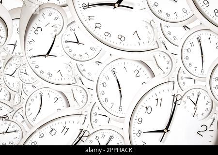 Droste Effekt Hintergrund mit unendlicher Uhr Spirale. Abstraktes Design für zeitbezogene Konzepte. Stockfoto