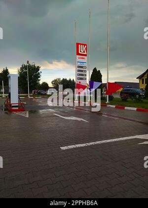 Iasi, Rumänien - 11. September 2022: Lukoil-Tankstelle. Stockfoto