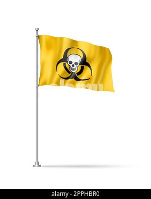 Biohazard-Flag isoliert auf weiß Stockfoto
