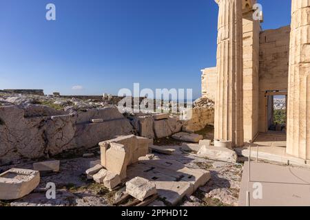 Propylaia, monumentales zeremonielles Tor zur Akropolis von Athen, Griechenland Stockfoto