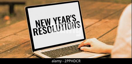 Handschrift unterschreiben Neujahrs S Resolutionen. Konzeptionelle Fotoreflexion von Zielen, Plan und Motivation für das kommende Jahr Stockfoto