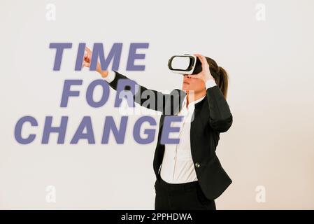 Handschriften unterschreiben Time for Change. Geschäftsansatz Maßnahmen ergreifen Neuanfänge Leben verändern und verbessern Stockfoto