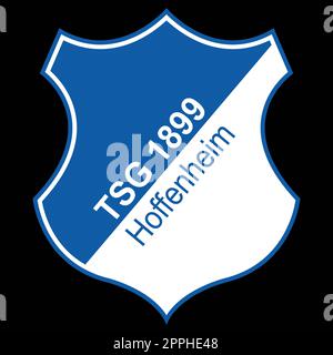 Frankfurt am Main – 10.23.2022 Logo des deutschen Fußballvereins Hoffenheim. Vektorbild. Stockfoto