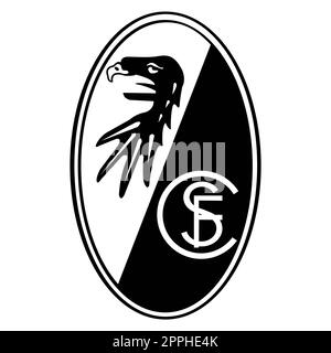Frankfurt am Main – 10.23.2022 Logo des deutschen Fußballvereins Freiburg. Vektorbild. Stockfoto