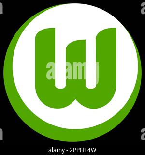 Frankfurt am Main – 10.23.2022 Logo des deutschen Fußballvereins Wolfsburg. Vektorbild. Stockfoto
