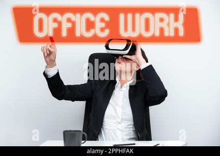 Textschild mit Office Work. Unternehmen zeigen eine Arbeit, die hauptsächlich im Büro stattfindet Stockfoto