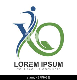 Anfangbuchstabe X des Logos im Monogramm mit People Leaf-Schriftzug Stock Vektor