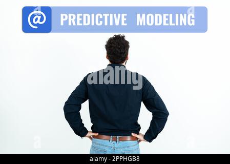 Inspiration mit Signage Predictive Modeling. Konzept bedeutet Wartungsstrategie basierend auf vorausschauenden Analysen Stockfoto