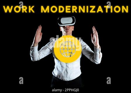 Handschrift-Schilderarbeit-Modernisierung. Konzept bedeutet, dass Produktservice und -Prozess geändert werden, um neue Funktionen und Fähigkeiten einzubeziehen Stockfoto