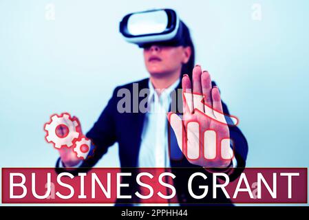 Konzeptdarstellung - Unternehmenszuschuss. Mit Betriebsstrategien für Präsentationen erreichen Sie Ziele Stockfoto