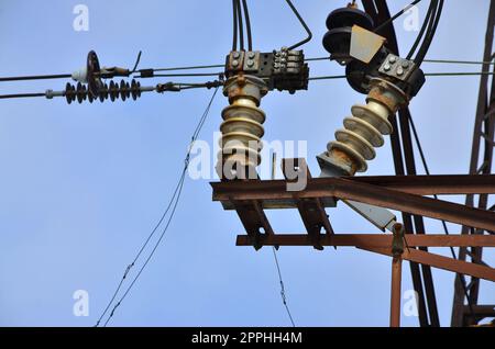 Einige Details von einem Hochspannungspol Stockfoto