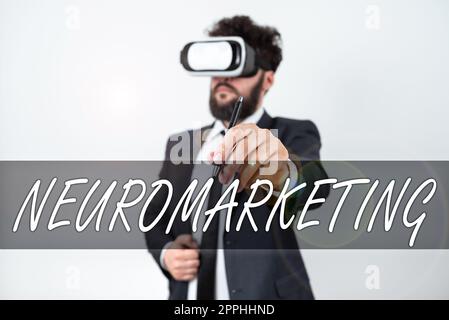 Schreiben von Textanzeigen Neuromarketing. Der Business Showcase Bereich des Marketings verwendet medizinische Technologien wie fMRI Stockfoto