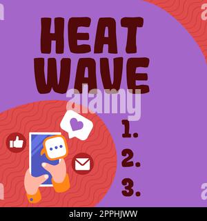 Inspiration mit dem Zeichen Heat Wave. Ein Wort, das über einen längeren Zeitraum ungewöhnlich heißer Witterungsbedingungen geschrieben wurde Stockfoto