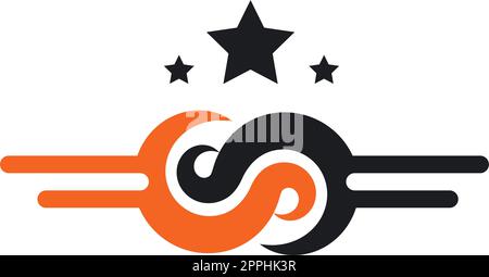 Vektordesign mit Sternsymbol im Infinity-Flügel Stock Vektor