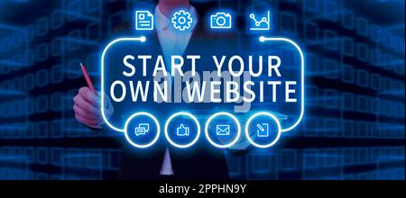 Text, der Inspiration zeigt Starting Your Own Website. Unternehmensübersicht dient als Erweiterung einer Visitenkarte eine persönliche Website Stockfoto