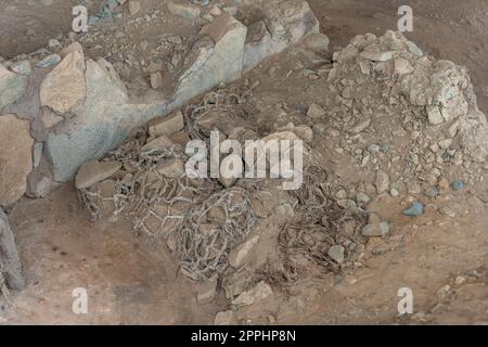 Archäologische Stätte der Karalzivilisation in Peru im Supe-Tal, von der UNESCO zum Kulturerbe der Menschheit erklärt Stockfoto